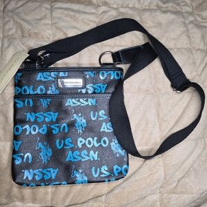 NEW U.S. Polo Assn Crossbody Bag/Purse-Black Turquoise Blue-handbag,wallet